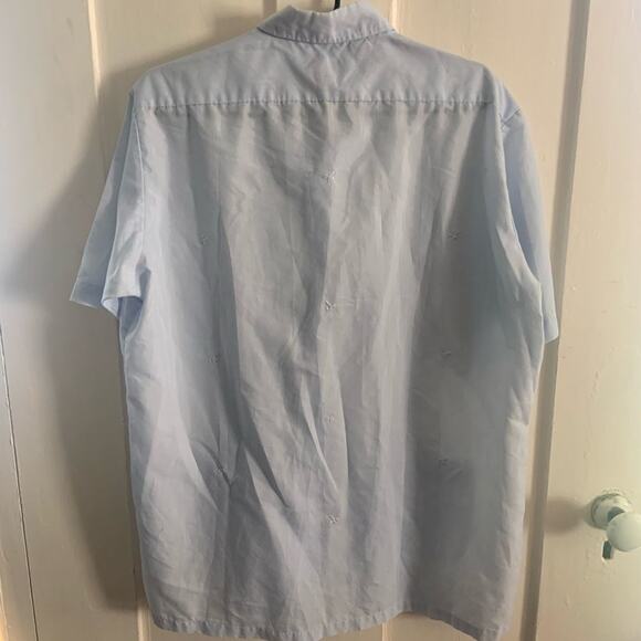 Vintage guayabera 70s80s shirt. Guayabera wedding shirt embroidered pastel blue - Picture 5 of 8